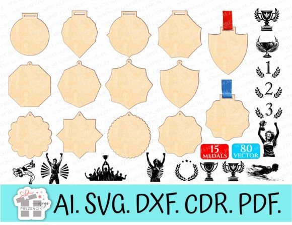 Medal Designs Laser Cut, Sports Bundle Gráfico Patrones de Papel Por MegaPrezencik
