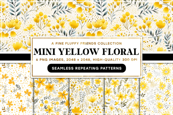 Mini Yellow Floral Seamless Background Graphic Backgrounds By finefluffyfriends