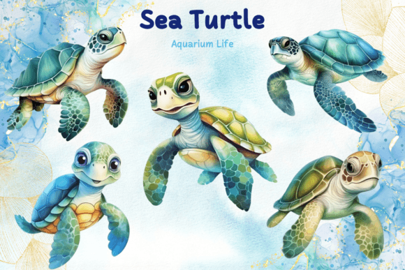 Sea Turtle - Watercolor Illustration Graphic AI Transparent PNGs By freedomearth159