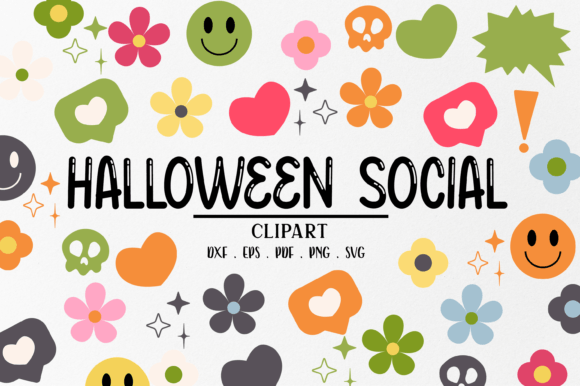 Cute Pastel Halloween Social Clipart Graphic Illustrations By simiswimstudio