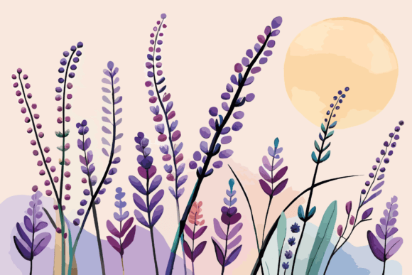 Lavender Flower Watercolor Art Vector Graphic Illustrations By Designbird