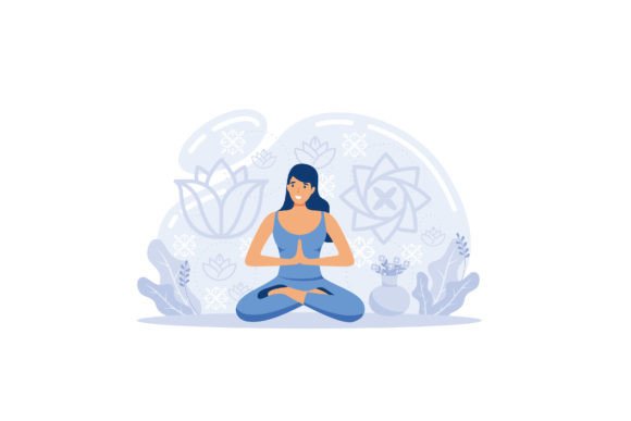 Meditation Online. Self-management Graphic Illustrations By alwi.chabib