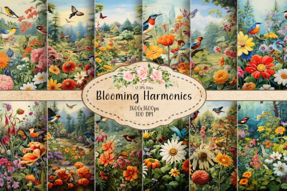 A Summer Garden in Full Bloom Graphic Backgrounds By curvedesign