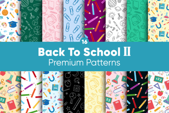 Back to School Digital Papers Patterns Grafik Papier-Muster Von OussMania