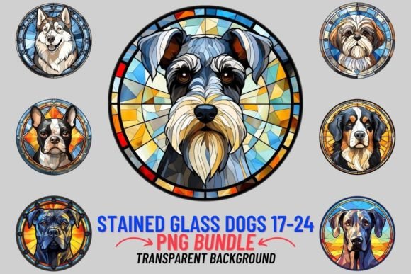 Stained Glass Dogs Sublimation 17-24 Grafik Druckbare Illustrationen Von DigitalCreativeDen