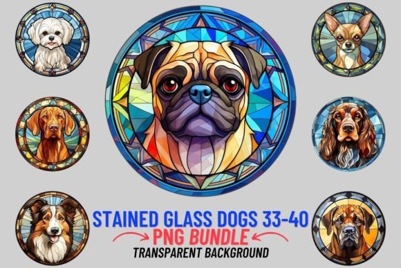 Stained Glass Dogs Sublimation 33-40 Graphic Illustrations By DigitalCreativeDen