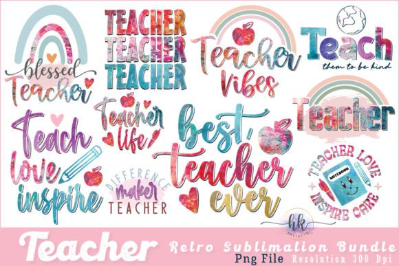 Teacher Sublimation Bundle. Graphic Print Templates By Hkartist12