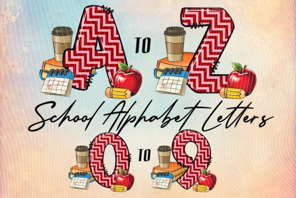 Back to School Alphabet Letters Numbers Graphic Print Templates By october.store