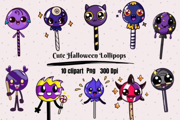 Creepy Halloween Kawaii Lollipop Clipart Graphic AI Illustrations By Hamees Store