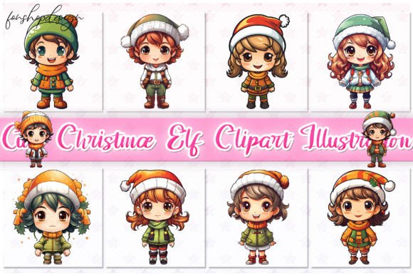 Cute Christmas Elf Clipart Illustration Graphic AI Graphics By FonShopDesign