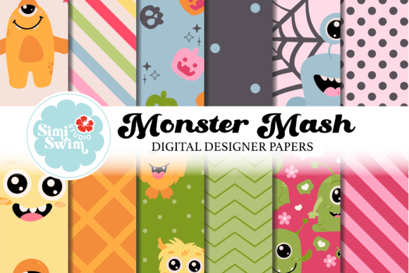 Cute Colorful Monster Patterns Graphic Patterns By simiswimstudio