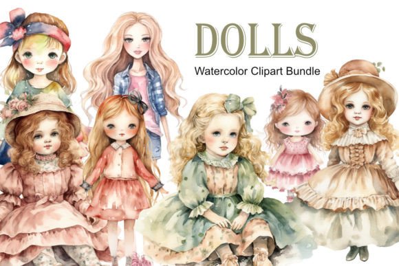 Dolls Watercolor Clipart Bundle Graphic AI Graphics By Magiclily
