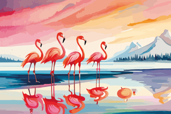 Flamingo Watercolor Art Illustration Graphic Illustrations By Designbird
