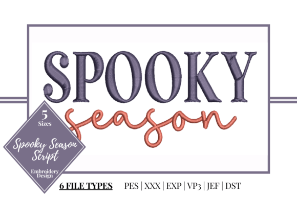 Spooky Season Script Halloween Embroidery Design By kewteepieshop