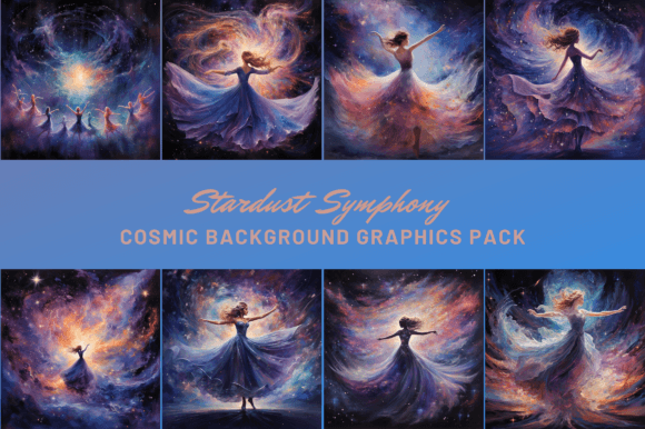 Stardust Symphony - 8 Cosmic Backgrounds Gráfico Fondos Por dancingdolphincrafts