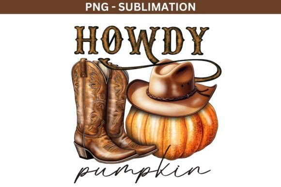 Western Howdy Pumpkin PNG: Retro Fall Graphic Crafts By Tanya Kart