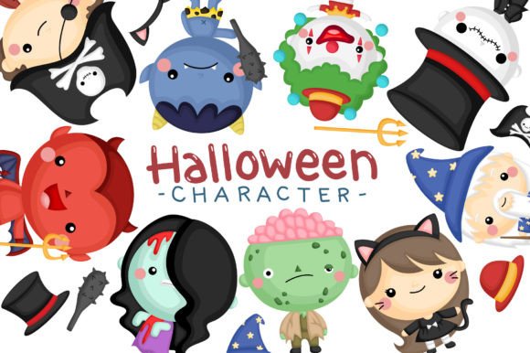 Halloween Costume Clipart - Cute Monster Gráfico Ilustrações para Impressão Por Inkley Studio