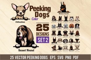 Peeking Dogs Color Set 2 - BUNDLE 25 SVG Graphic Illustrations By SignReadyDClipart 1