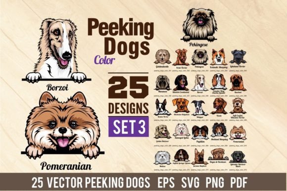 Peeking Dogs Color Set 3 - BUNDLE 25 SVG Graphic Illustrations By SignReadyDClipart