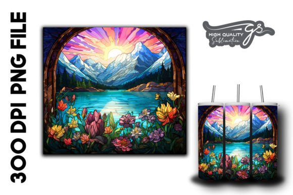 Alpine Lake Stain Glass Background 34 Graphic Backgrounds By Glamousita.Sublimation