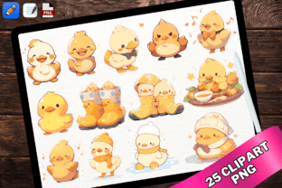 Cute Kawaii Baby Duck Clipart PNG Graphic Illustrations By kraftcake 1
