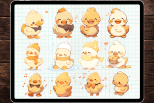 Cute Kawaii Baby Duck Clipart PNG Graphic Illustrations By kraftcake 3