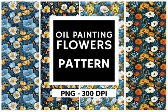 Oil Painting Flowers Pattern 01 Gráfico Padrões de Papel Por Mystic Oasis