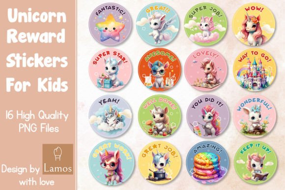Unicorn Reward Stickers for Kids Gráfico Manualidades Por Lamos Sublimation