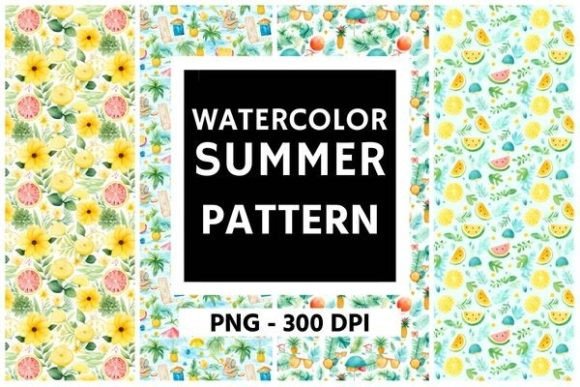 Watercolor Summer Pattern Free Illustration Modèles de Papier Par Mystic Oasis