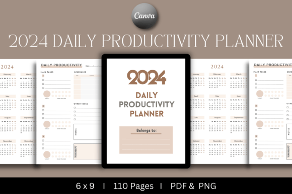 2024 Daily Productivity Planner | KDP Graphic KDP Interiors By KDPISH