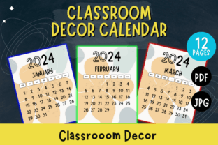 Classroom Decor Calendar 2024 Gráfico Fichas y Material Didáctico Por Ovi's Publishing 1