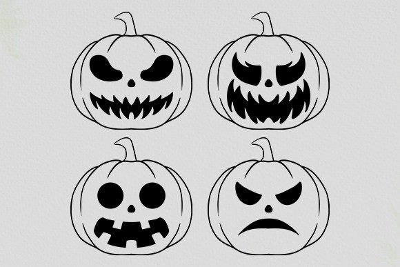 Halloween Pumpkin Lineart Hand Drawn PNG Graphic Illustrations By black_alert