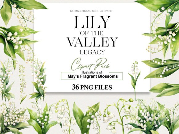 Lily of the Valley Watercolour Clipart Graphic AI Transparent PNGs By BrushstrokeArtGB