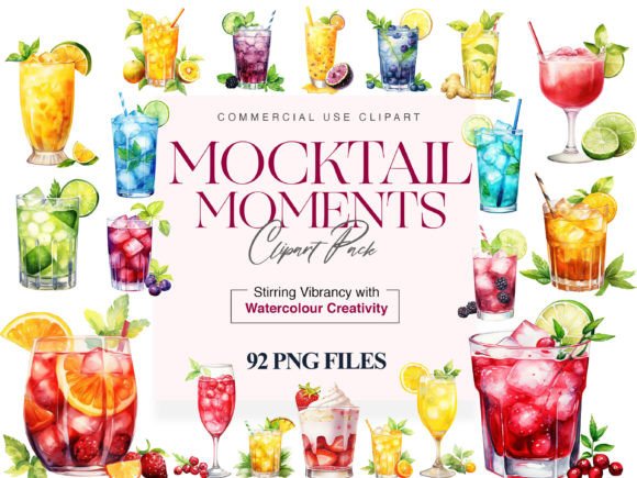 Mocktail Clipart Illustrations Pack Graphic AI Transparent PNGs By BrushstrokeArtGB