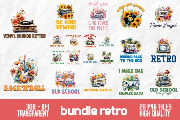 Old School Classic Retro Bundle Graphic T-shirt Designs By Unlimab