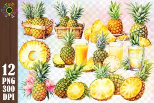Pineapple Fruit Watercolor Clipart Png Graphic AI Transparent PNGs By MICON DESIGNS 1