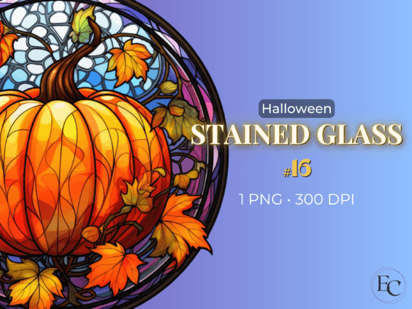 Pumpkin Fall Leaves Stained Glass Png Graphic Illustrations By Esch Creative