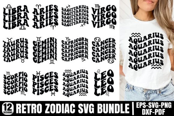 Retro Zodiac SVG Bundle, Astrology SVG Graphic Crafts By Designer302