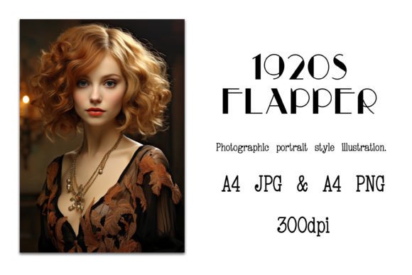 Vintage 1920s Flapper Portrait Photo I Graphic Illustrations By Digital Magpie Design Studio