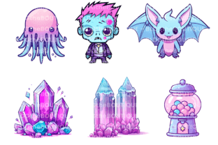 27 Creepy Kawaii Pastel Goth Clipart PNG Graphic Illustrations By BLDGtheBrand 5