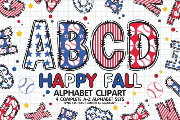 Baseball Alphabet a-Z Letters PNG Graphic Illustrations By GoodsCute