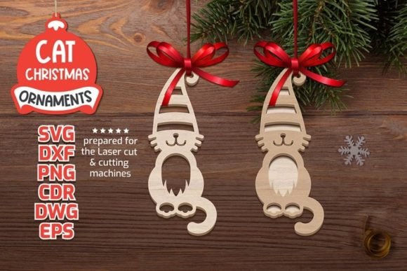 Cat Christmas Ornament SVG, Gnome Hanger Graphic 3D SVG By IGUANA Cut and Craft