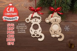 Cat Santa Christmas Ornament SVG, Hanger Graphic 3D Christmas By IGUANA Cut and Craft 1