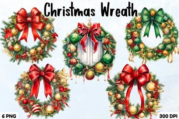 Christmas Wreath Sublimation Clipart PNG Graphic Illustrations By A Design