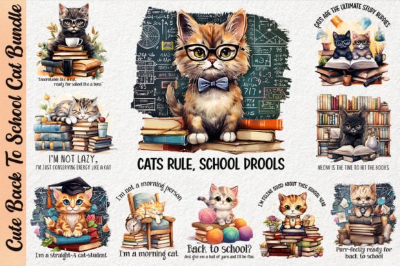 Cute Back to School Cat Bundle Graphic Crafts By Soir.art