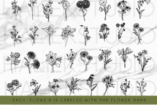 Wildflower Bouquet SVG Bundle Gráfico Ilustraciones Imprimibles Por HalieKStudio 2