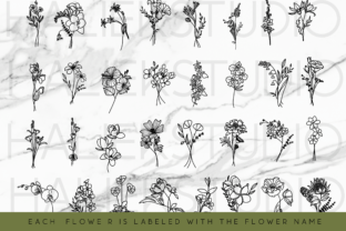 Wildflower Bouquet SVG Bundle Gráfico Ilustraciones Imprimibles Por HalieKStudio 3