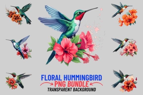 Floral Hummingbird Sublimation Clipart Graphic Illustrations By DigitalCreativeDen