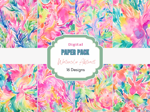 Watercolor Abstract Digital Paper Pack Graphic Backgrounds By Mystic Mountain Press