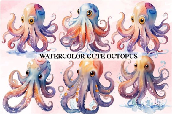 Watercolor Octopus Clipart Bundle Graphic Illustrations By Ak Artwork
